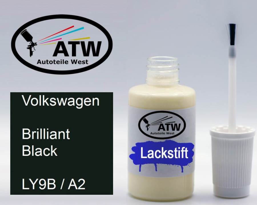 Volkswagen, Brilliant Black, LY9B / A2: 20ml Lackstift, von ATW Autoteile West.